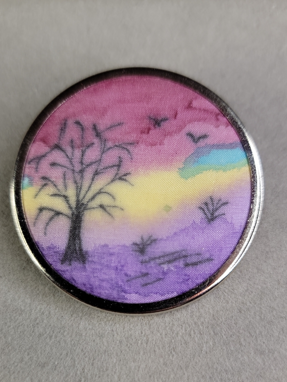 Handmade Sunset Landscape Felt Brooch